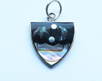 Alpaca Silver Abalone Shell Star and Moon Pendant