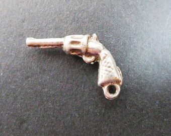 Vintage Silver Revolver Charm, Unusual Gun Pendant