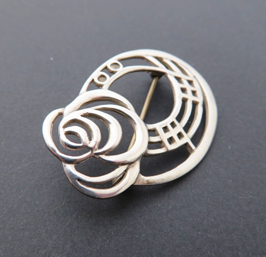 Sterling Rose Brooch, Art Nouveau, Kit Heath 1990s Jewellery