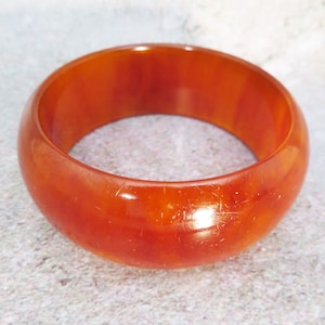 Bakelite Art Deco Orange Bangle, Chunky 1930s Costume Jewellery