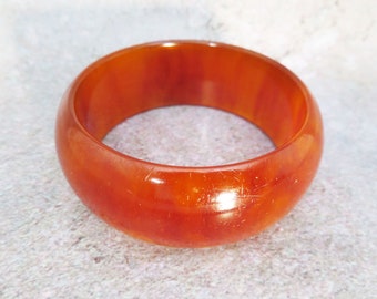 Bakelite Art Deco Orange Bangle, Chunky 1930s Costume Jewellery