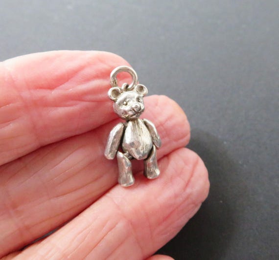 Solid Sterling Silver Teddy Bear Pendant, Articul… - image 3