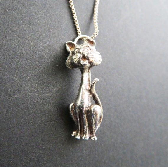 Collana Con Ciondolo Gatto Per Ragazze - Argento, 50 Cm, Regalo Grazioso E Divertente