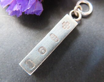 Elegant Silver Ingot Pendant for Chain, Year 2000 Millenium Hallmark