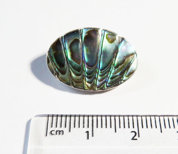 ヴィンテージ シルバー & アワビ貝のブローチ、ニュージーランド