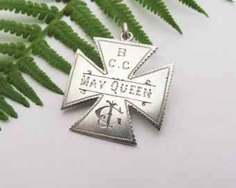 Antique May Queen Silver Pendant / Brooch, Hallmarked 1920