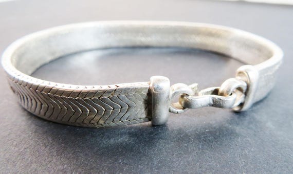 Attractive Solid Silver Herringbone Bracelet - image 3