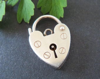 Chunky Silver Heart Bracelet Lock, Charm, Padlock Clasp