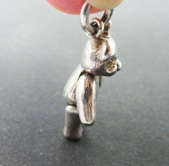 Solid Sterling Silver Teddy Bear Pendant, Articul… - image 5