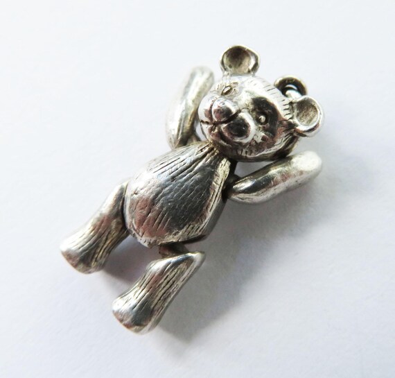 Solid Sterling Silver Teddy Bear Pendant, Articul… - image 4