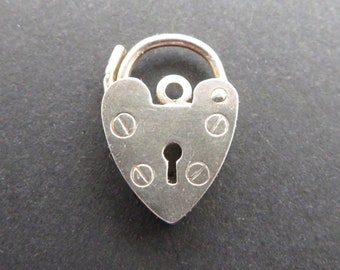 Lovely Vintage Silver Heart Lock, Pendant, Hallmarked 1976