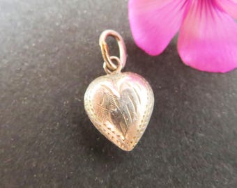 Small Heart Charm, Victorian Style, for Bracelet or Chain