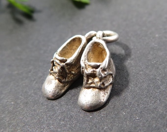 Vintage Sterling Silver Baby Boots Charm for Bracelet