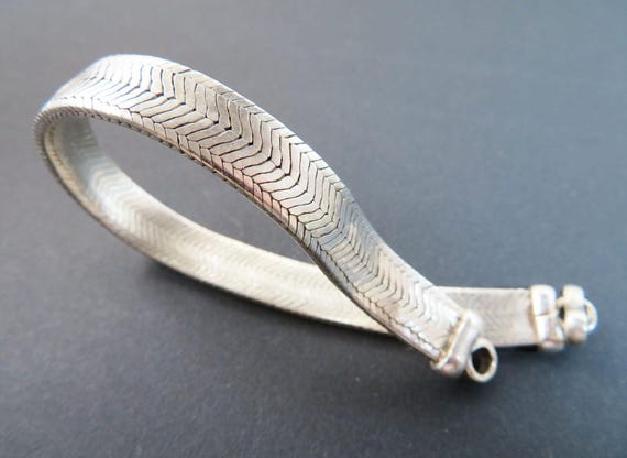 Attractive Solid Silver Herringbone Bracelet - image 1
