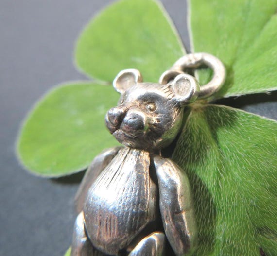 Solid Sterling Silver Teddy Bear Pendant, Articul… - image 7