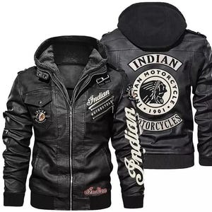 Veste de moto en cuir indienne à capuche modèle 2025, veste de moto indienne pour homme, veste de moto en cuir