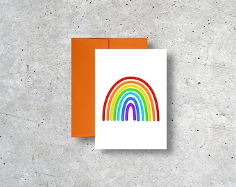 Minimalist Rainbow Greeting Card | A2 Size Blank Inside Card with Envelope, Encouragement, Stationery Supplies, Rainbow Card