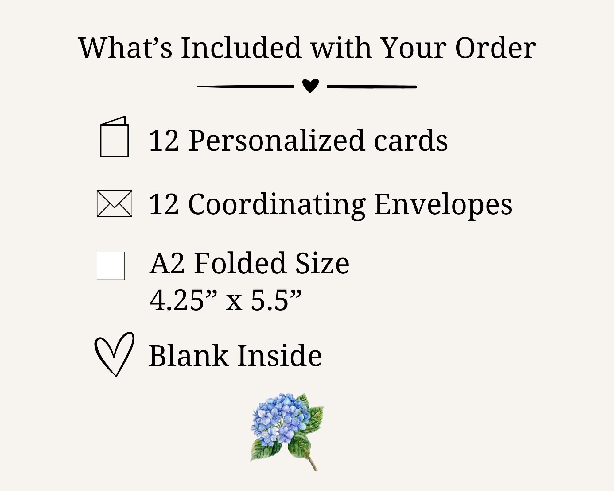 Personalized Hydrangea Note Cards, A2 Folded Floral Stationery Set of ...