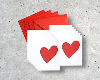 12 Folded Heart Note Cards with Envelopes – Love Note Cards, Blank Inside, Handmade Stationery, Love Notes , Minimal Love Stationery