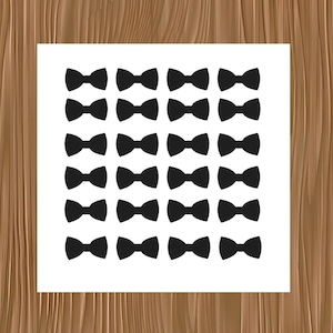 Vinyl Decal Sheet of 24 Bow Tie Shape Decals | Party Stickers | Wedding, Baby Shower, Laptop, Water Bottle | Waterproof Vinyl Stickers