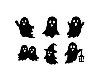 24 Pack – Paper Ghost Shapes, Ghost Die Cuts, Halloween Cutouts, 6 Different Ghosts, Spooky Party Paper Crafts, Halloween Paper Decorations