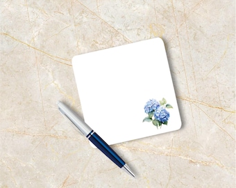 30 Pack – 3x3 Blue Hydrangea Mini Flat Note Cards, Floral Mini Notes, Small Flower Note Cards, Blank Mini Cards, Thank You Mini Cards