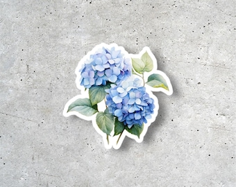 Blue Hydrangea Sticker, Floral Vinyl Sticker, Hydrangea Flower Sticker, Matte or Glossy Finish, Flower Decal, Botanical Sticker
