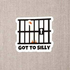 Silly Goose in Jail Vinyl Sticker: Funny Pun Decal