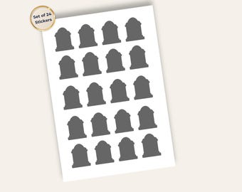 24 Pack – Tombstone Vinyl Stickers, Tombstone Decals, Graveyard Sticker Set, Halloween Stickers, Spooky Decals, Halloween Craft Supplies