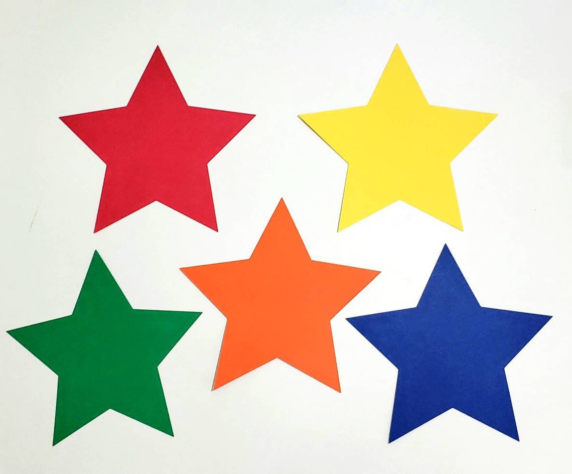 Star Shape Die Cuts in Primary Colors Star Shape Cut Outs Star Etsy