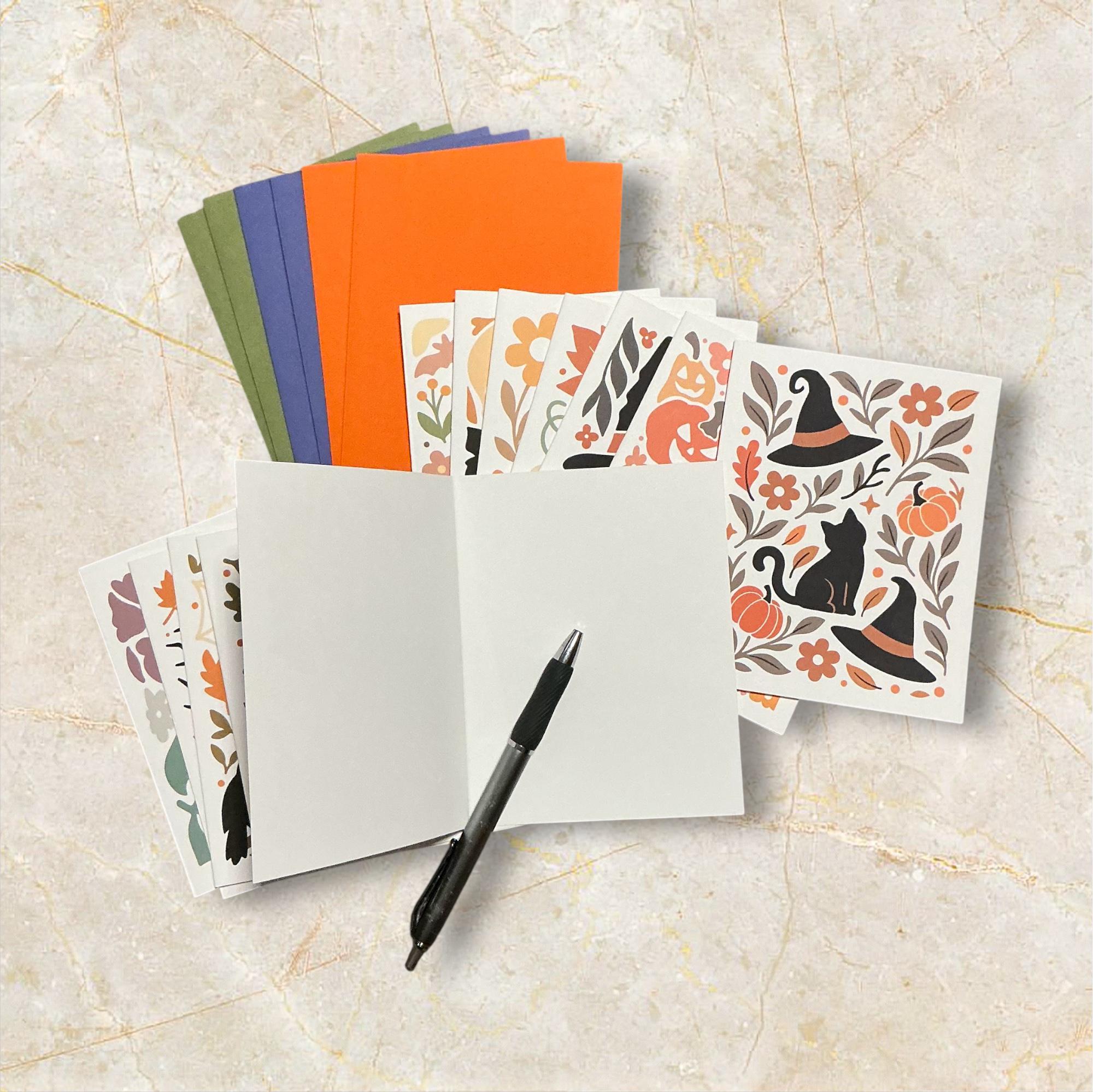 Modern Halloween Note Card Set – Spooky Stationery, Blank Inside (set ...