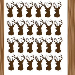 Vinyl Decal Sheet of 24 Deer Head Vinyl Decals | Hunting Stickers | Laptop, Water Bottle, Planner | Waterproof Vinyl Stickers