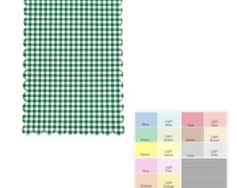 24 pack – Gingham Paper Scallop Rectangle Shapes, Scallop Rectangle Die Cuts, Scallop Gingham Rectangle Cut Outs, Card Making Supplies