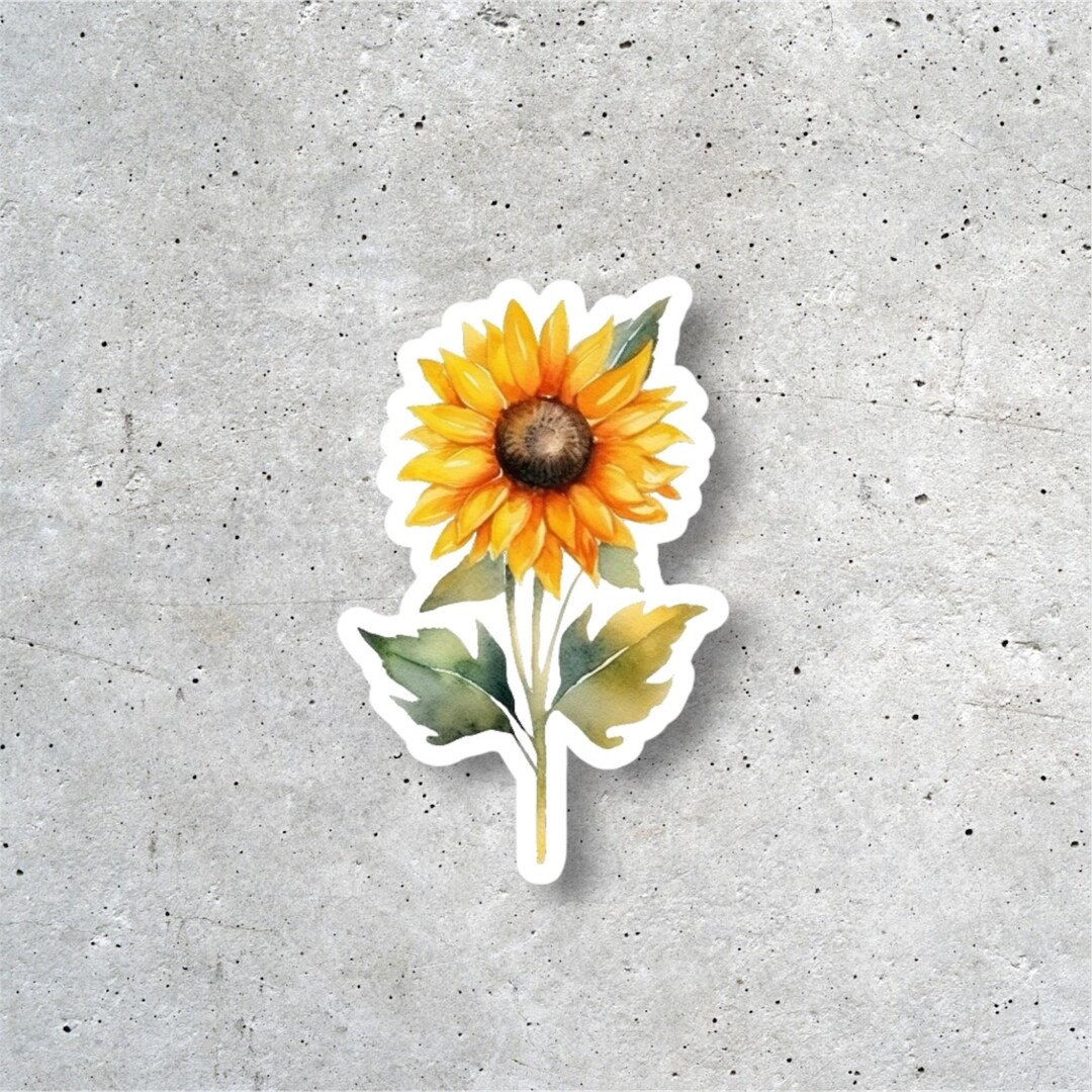 Sunflower Sticker, Floral Vinyl Sticker, Sunflower Flower Sticker ...