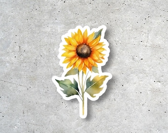 Sunflower Sticker, Floral Vinyl Sticker, Sunflower Flower Sticker, Matte or Glossy Finish, Flower Decal, Botanical Sticker