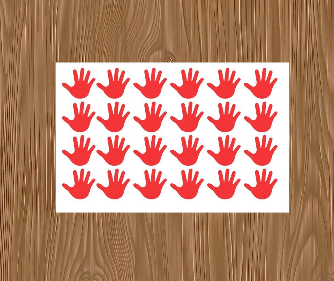 Vinyl Decal Sheet of 24 Handprint Shape Decals | Hand Stickers | Kids ...