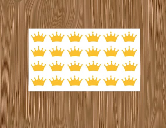 Crown Vinyl Stickers Set of 24, Princess Crown Decals, Permanent Vinyl Stickers, Party Favor Stickers, Royal Crown Decal, DIY Craft Supplies