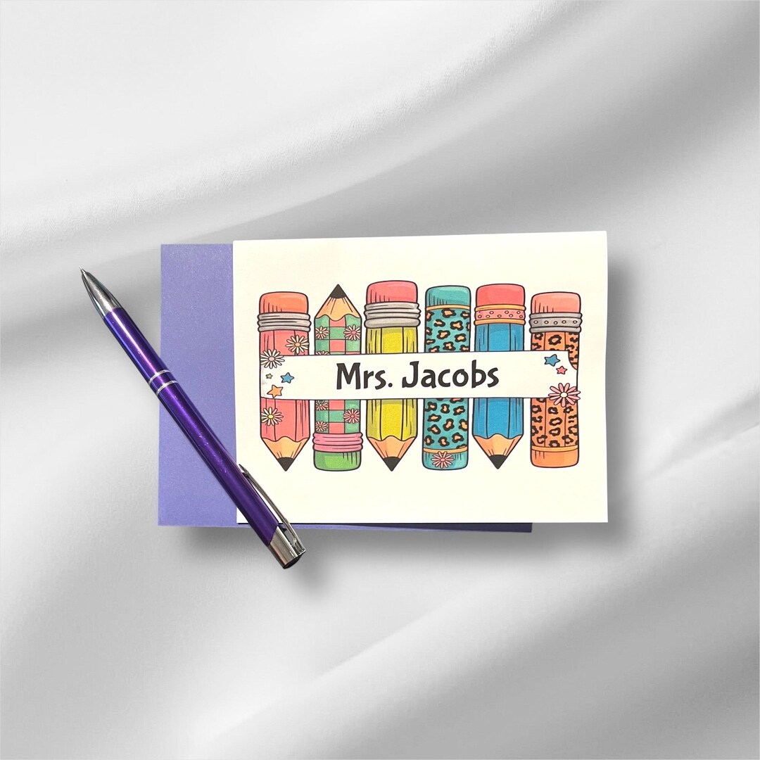 Personalized Teacher Note Card Set: Custom Stationery, Thank You Gift ...