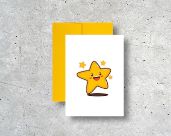 Minimal Star Greeting Card | A2 Size Encouragement Card, Thinking of You Card, Blank Inside Card with Envelope