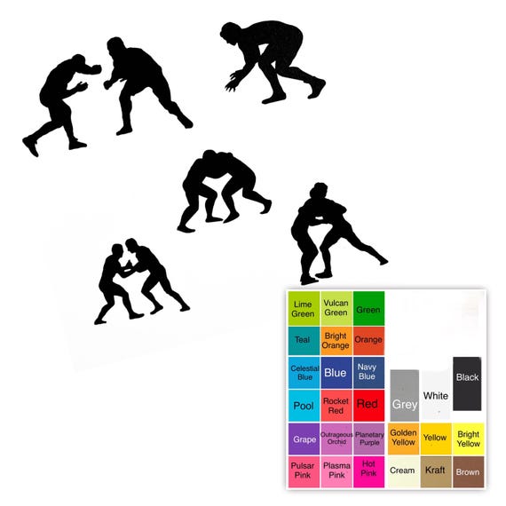 25 pack – Paper Wrestler Shapes, 5 Different Poses, Wrestling Die Cuts, Sports Party Paper Crafts, DIY Wrestler Paper Decorations