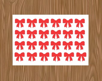Vinyl Decal Sheet of 24 Bow Shape Stickers | Ribbon Decals | Girly Aesthetic, Laptop, Water Bottle | Waterproof Vinyl Stickers