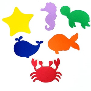 Sea Creatures Paper Cutouts - Ocean Party Supplies - Underwater Theme Decor - Sealife Die Cuts - Bulletin Board Shapes - Pack of 24
