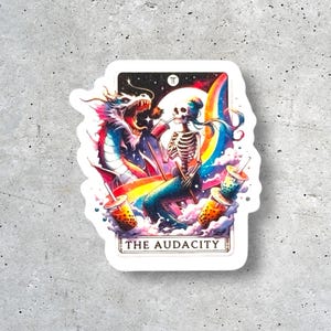 The Audacity Skeleton Tarot Sticker – Funny Vinyl Sticker for Planners, Laptops, Journals, Water Bottles, Sarcastic Gift Idea