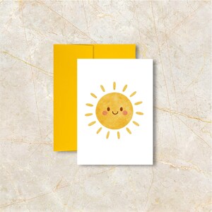 Minimal Sun Greeting Card | A2 Size Blank Inside Card with Envelope, Encouragement Card, Sunshine Card