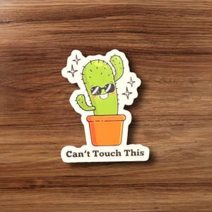 Can’t Touch This - Cactus Sticker – Funny Vinyl Plant Sticker for Water Bottle, Laptop, Journal, Gift for Plant Lovers and Succulent Fans
