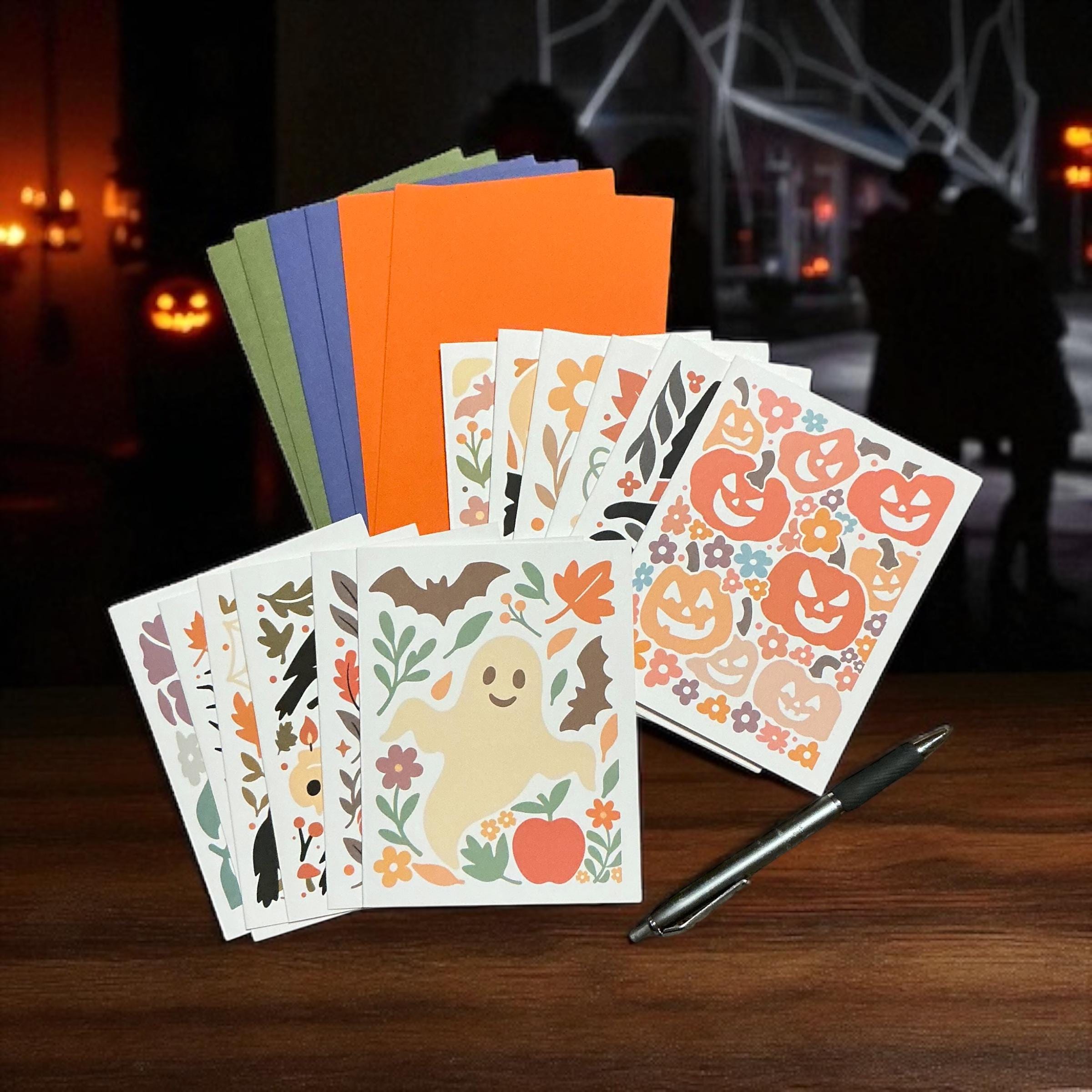 Modern Halloween Note Card Set – Spooky Stationery, Blank Inside (set ...
