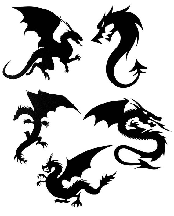 24 Dragon Die Cut Set Dragon Cut Outs Dragon Cutouts Dragon Etsy