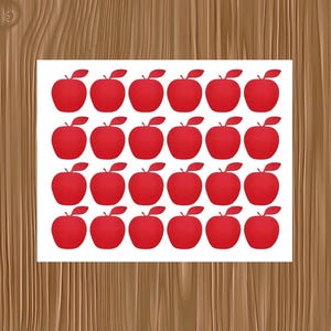 Vinyl Decal Sheet of 24 Apple Shape Decals | Teacher Stickers | Back to School, Classroom, Laptop, Water Bottle | Waterproof Vinyl Stickers