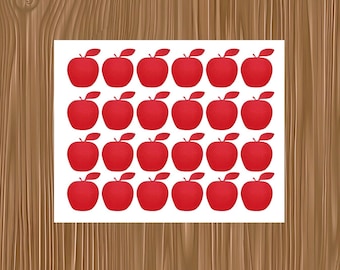 Vinyl Decal Sheet of 24 Apple Shape Decals | Teacher Stickers | Back to School, Classroom, Laptop, Water Bottle | Waterproof Vinyl Stickers