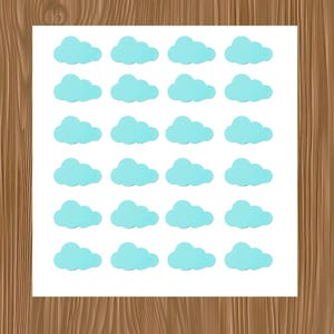 Vinyl Decal Sheet of 24 Cloud Shapes | Sky and Weather Vinyl Stickers | Laptop, Water Bottle, Planner, Crafting Decals | Cute Cloud Stickers